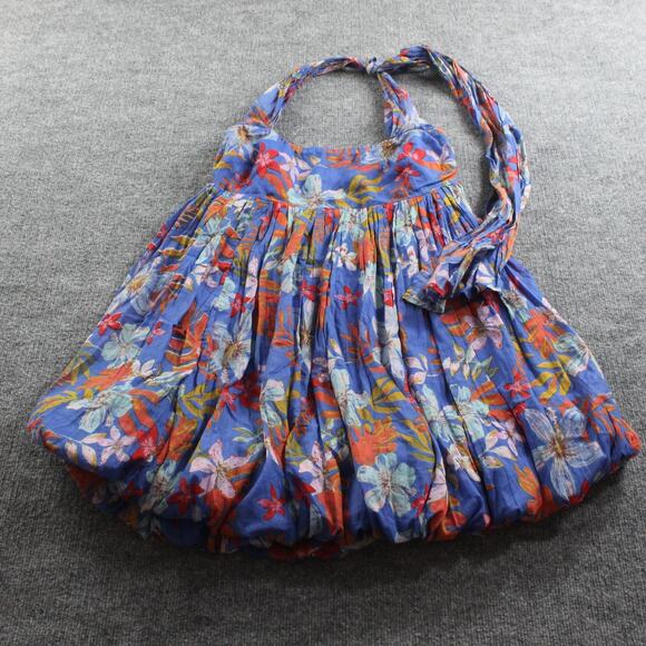 Free People Dress Medium Mai Tai Floral Bubble Mini Boho Cotton Lined Multi - Picture 3 of 11